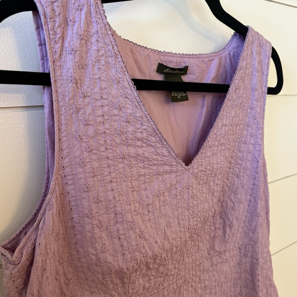 Eddie Bauer Women’s Lilac Purple Eyelet Sleeveless Top Vintage Y2K Cottagecore M - Picture 7 of 8